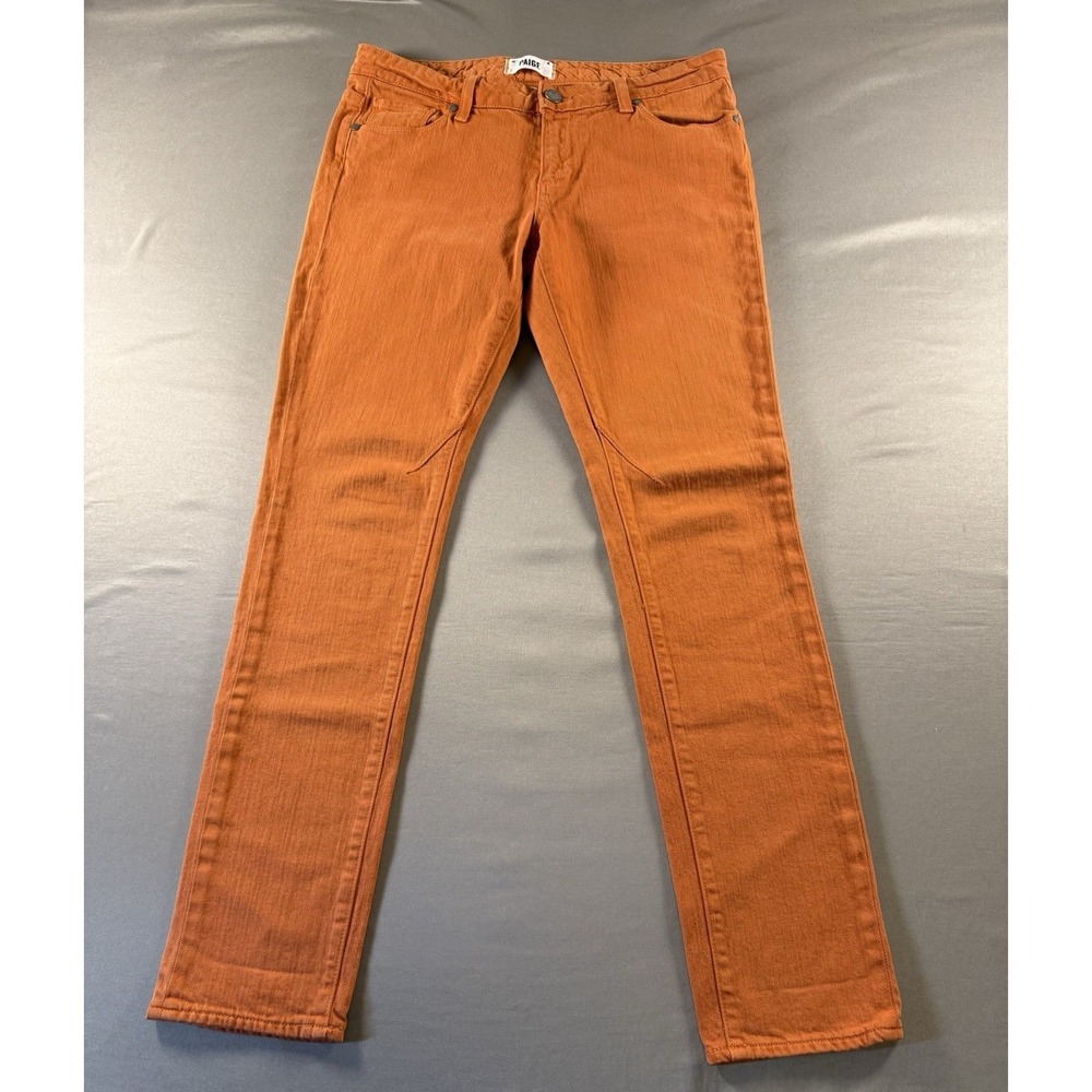Paige Troy Boy Women's Burnt Orange Slacker Slim Denim Jeans Pockets Size 28
